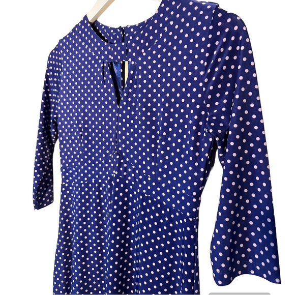 NWT Lindy Bop 'Josie' Classy 40's, 50's style Polka Dot Royal Blue & White Dress - Picture 6 of 10